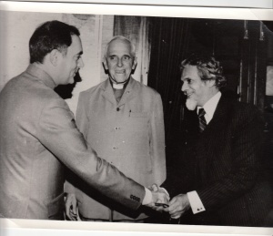Mosie and PM Mr. Rajiv Gandhi and Archbishop Trevor Huddlestone