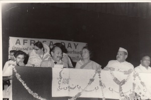Mrs Gandhi & Mosie at Africa Day Meeting (1970's)